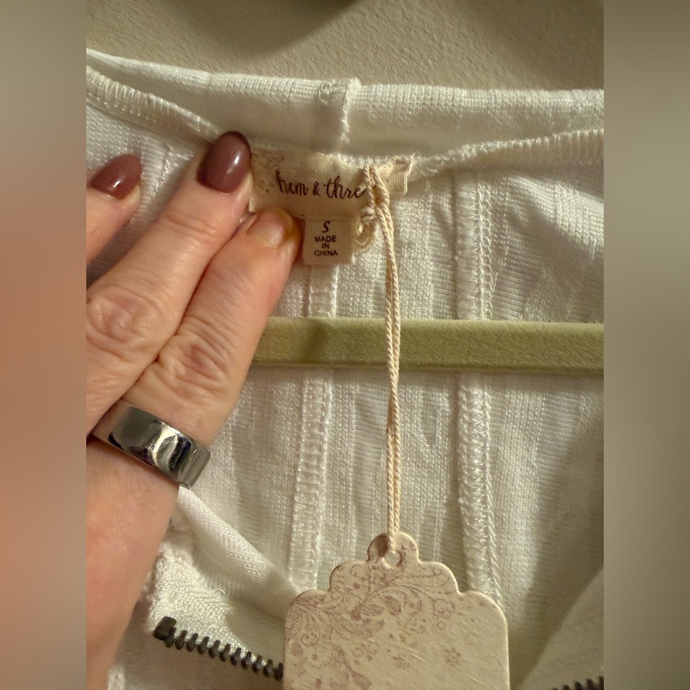 Hem & Thread Cream Hooded Jacket with Lace Accents - Picture 2 of 6